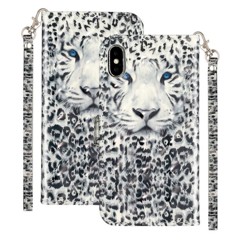 Κάλυμμα Folio iPhone X Μαύρο / Xs Tiger Light Λουράκια