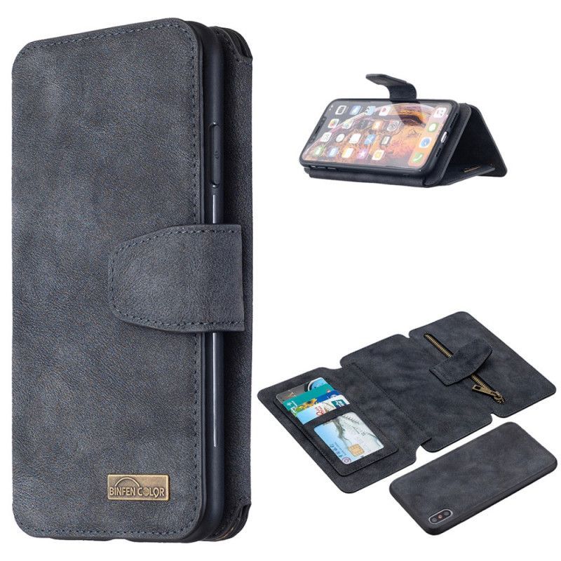 Κάλυμμα Folio iPhone XS Max Μαύρο Αποσπώμενη Θήκη Χρώματος Binfen