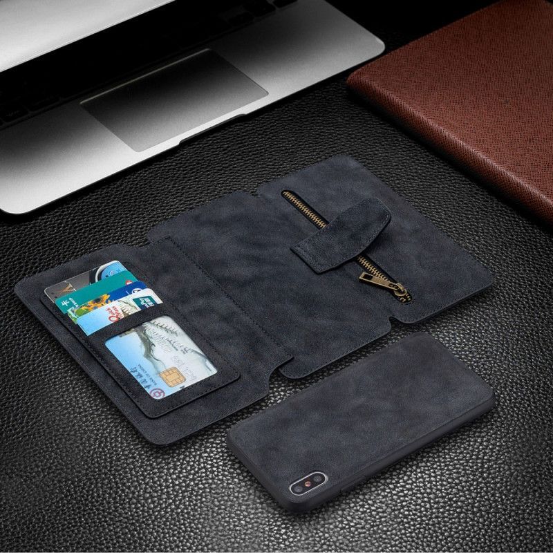 Κάλυμμα Folio iPhone XS Max Μαύρο Αποσπώμενη Θήκη Χρώματος Binfen