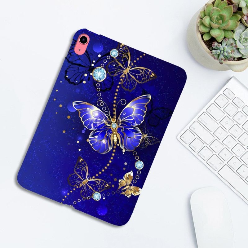 Κάλυμμα iPad (2025) Μπλε Και Χρυσές Πεταλούδες Σιλικόνης