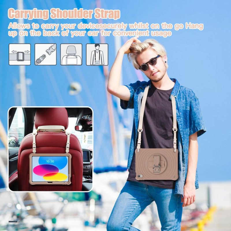 Κάλυμμα iPad (2025) Περιστρεφόμενη Βάση 360 Μοιρών Και Λουράκι Ώμου