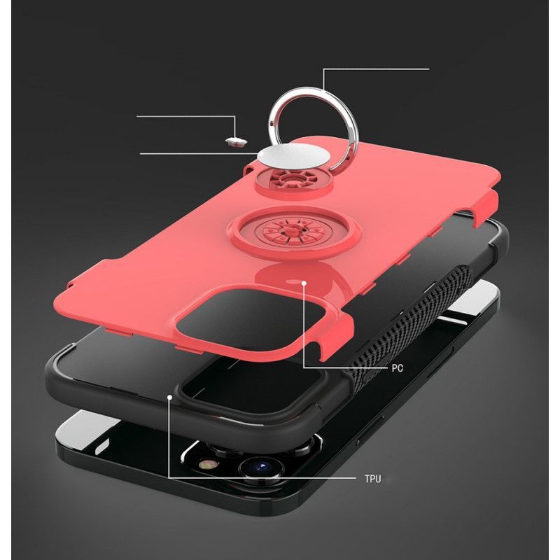 Κάλυμμα iPhone 12 Mini Μαύρο Μεταλλικός Δακτύλιος Από Ανθρακονήματα σιλικόνης