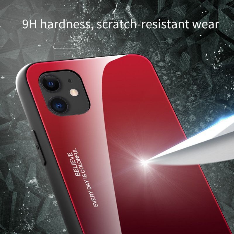 Κάλυμμα iPhone 12 Pro Max Κόκκινο Σκληρυμένο Γυαλί Να Είσαι Ο Εαυτός Σου