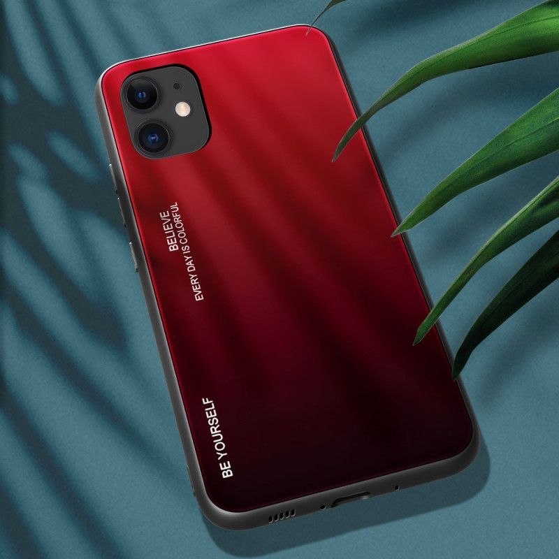 Κάλυμμα iPhone 12 Pro Max Κόκκινο Σκληρυμένο Γυαλί Να Είσαι Ο Εαυτός Σου