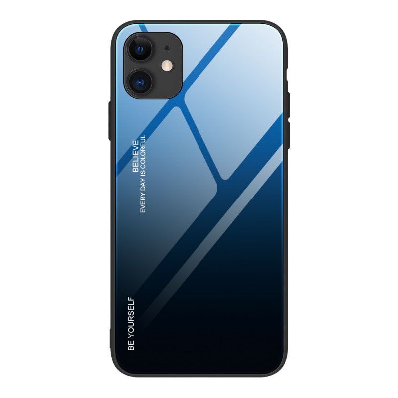 Κάλυμμα iPhone 12 Pro Max Κόκκινο Σκληρυμένο Γυαλί Να Είσαι Ο Εαυτός Σου