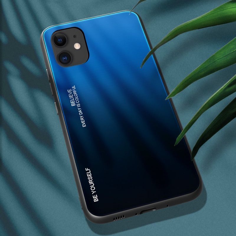 Κάλυμμα iPhone 12 Pro Max Κόκκινο Σκληρυμένο Γυαλί Να Είσαι Ο Εαυτός Σου