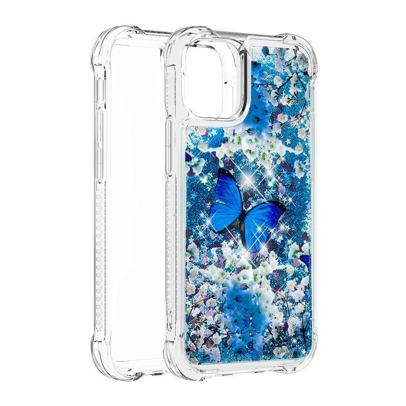 Κάλυμμα iPhone 13 Γκλίτερ Μπλε Πεταλούδες Πρωτότυπος