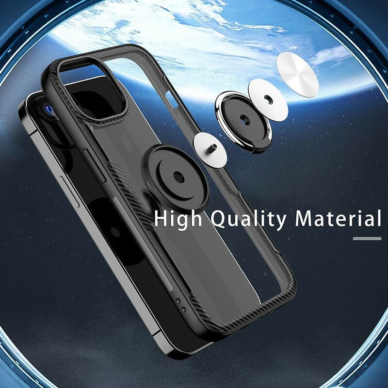 Κάλυμμα iPhone 13 Mini Μαύρο Μεταλλικός Δακτύλιος Από Ανθρακονήματα σιλικόνης