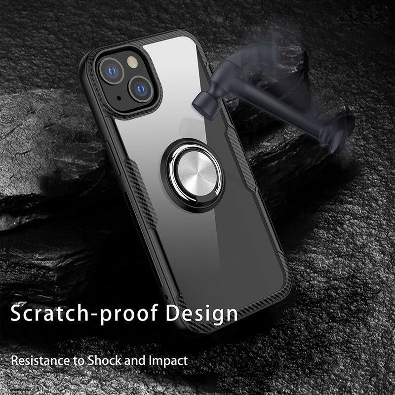 Κάλυμμα iPhone 13 Mini Μαύρο Μεταλλικός Δακτύλιος Από Ανθρακονήματα σιλικόνης