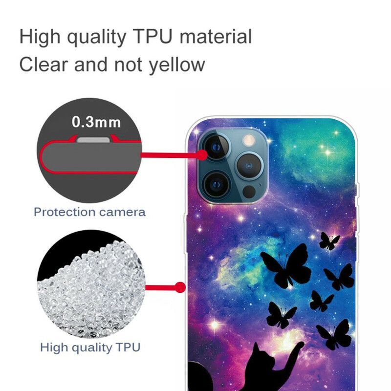 Κάλυμμα iPhone 13 Pro Γάτα Και Πεταλούδες Στο Διάστημα