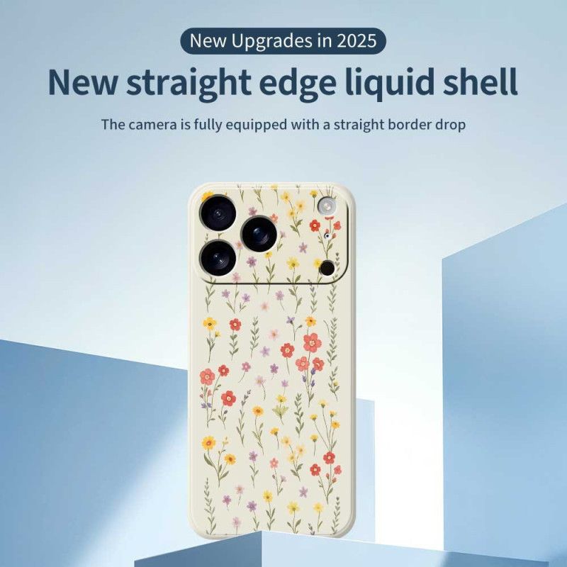Κάλυμμα iPhone 17 Pro Λουλούδια Από Υγρή Σιλικόνη Σιλικόνης