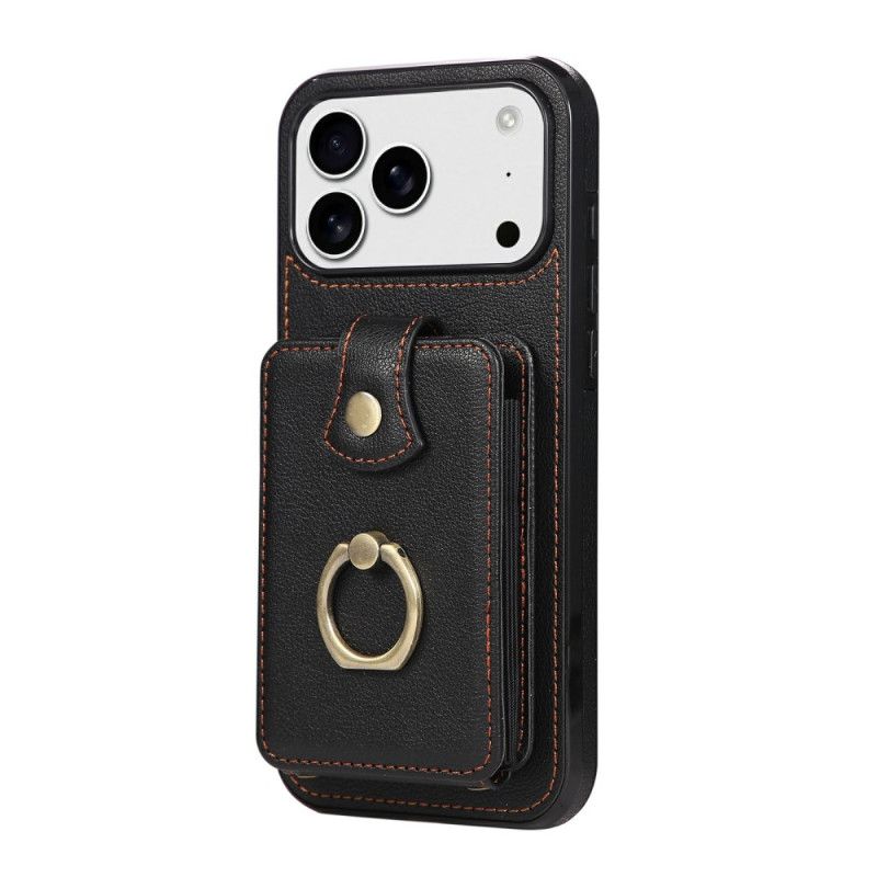 Κάλυμμα iPhone 17 Pro Max Δερμάτινο Εφέ Με Θήκη Καρτών Και Λουράκι Καρπού Σιλικόνης