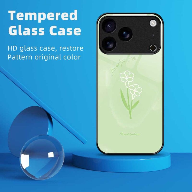 Κάλυμμα iPhone 17 Pro Max Λουλούδια Από Σκληρυμένο Γυαλί Σιλικόνης