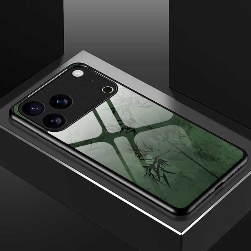 Κάλυμμα iPhone 17 Pro Max Μελάνι Λουλουδιών Από Σκληρυμένο Γυαλί Σιλικόνης