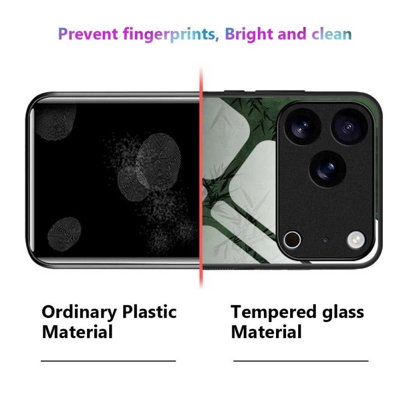 Κάλυμμα iPhone 17 Pro Max Μελάνι Λουλουδιών Από Σκληρυμένο Γυαλί Σιλικόνης
