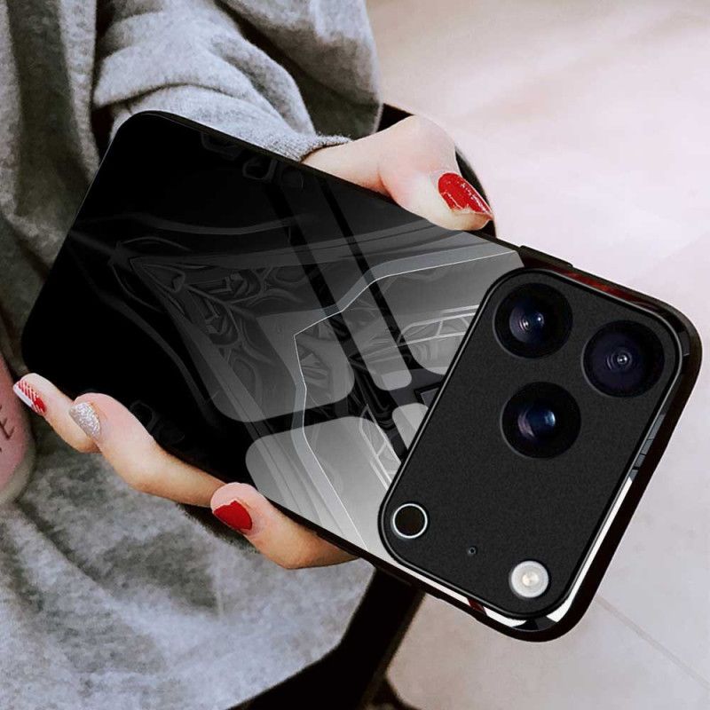 Κάλυμμα iPhone 17 Pro Max Σχεδιασμός Από Σκληρυμένο Γυαλί Μαύρο Σιλικόνης