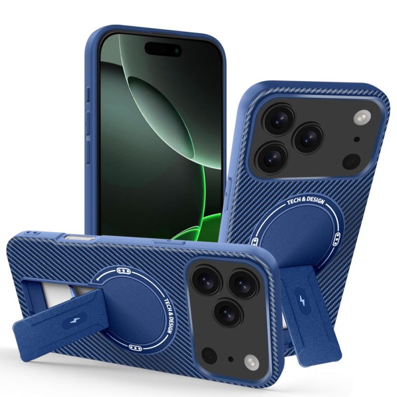 Κάλυμμα iPhone 17 Pro Max Υφή Από Ίνες Άνθρακα Με Βάση Στήριξης