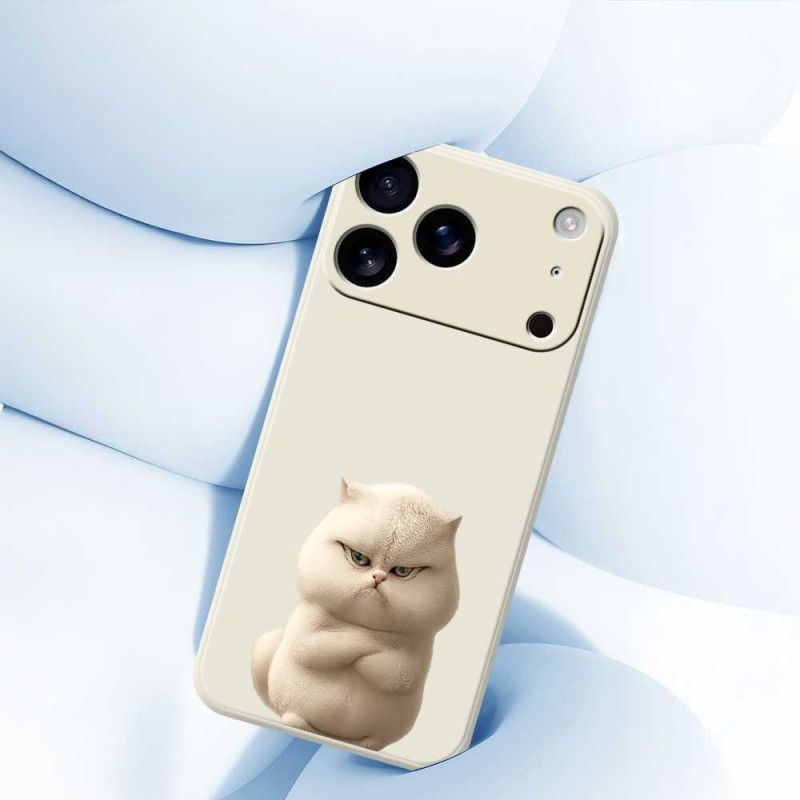 Κάλυμμα iPhone 17 Pro Υγρή Σιλικόνη Με Θυμωμένη Γάτα