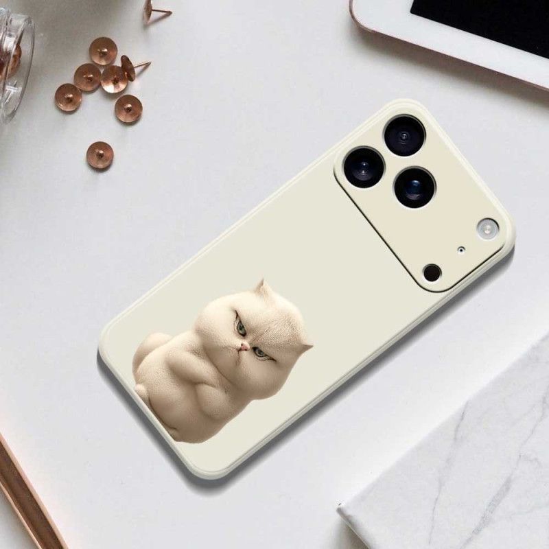 Κάλυμμα iPhone 17 Pro Υγρή Σιλικόνη Με Θυμωμένη Γάτα