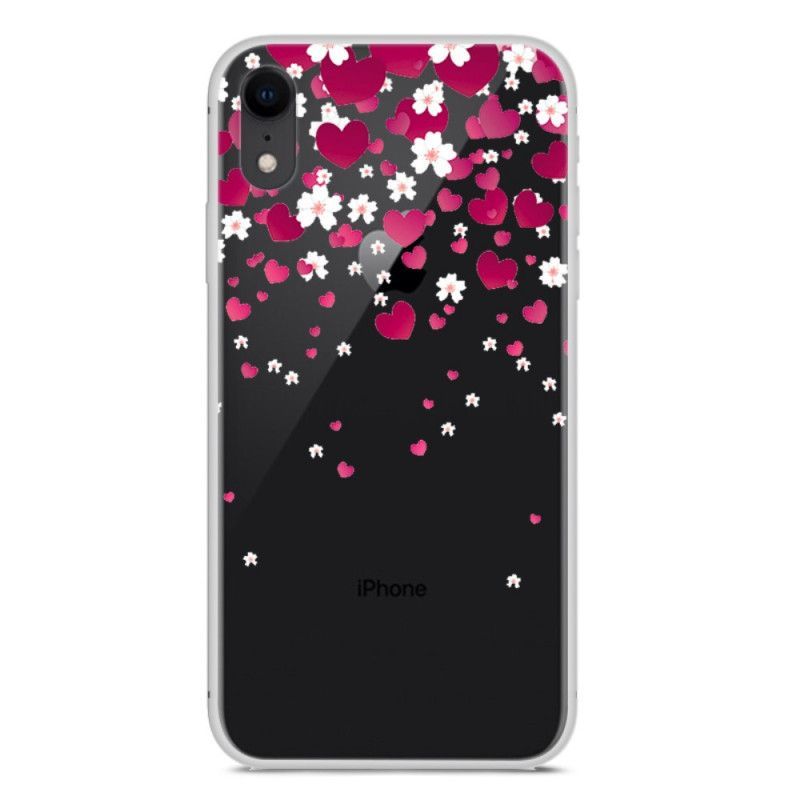 Κάλυμμα iPhone XR Λευκό Λουλούδια Και Καρδιές