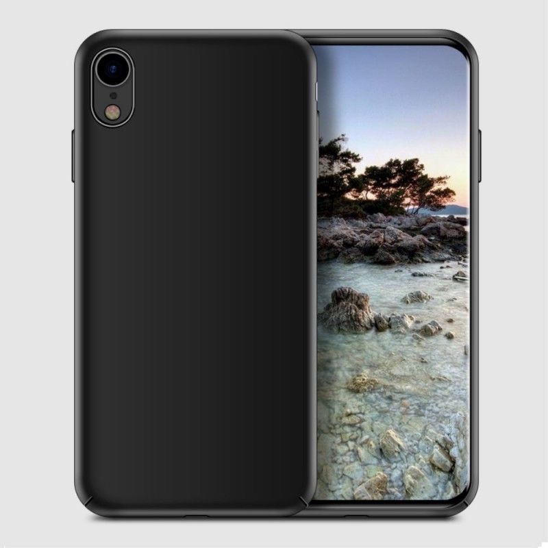 Κάλυμμα iPhone XR Μαύρο Υφή Δέρματος Λίτσι
