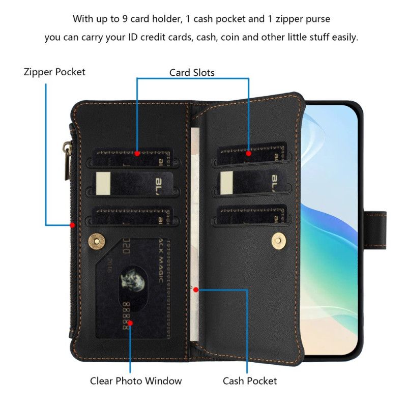 Θηκη Κινητου iPhone 17 Pro Max Πορτοφόλι 9 Καρτών Με Κορδόνι