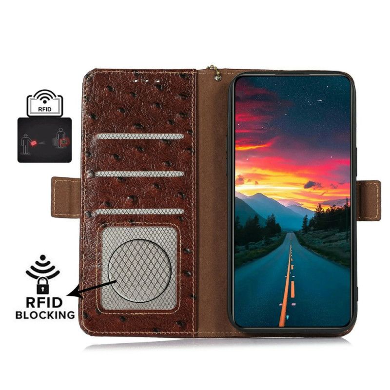 Θηκη Κινητου iPhone 17 Pro Max Rfid Δέρμα Με Υφή Στρουθοκαμήλου