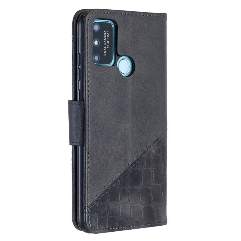 δερματινη Κάλυμμα Honor 9A Μαύρο Κλασικό Εφέ Δέρματος Κροκόδειλου