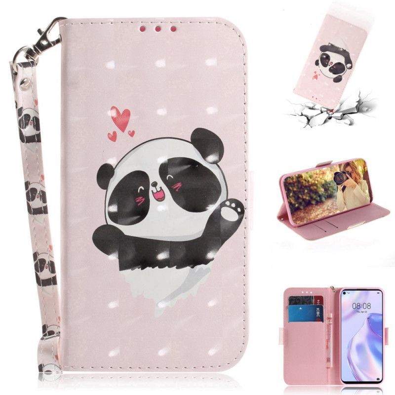 δερματινη Κάλυμμα Για Huawei P40 Lite 5G Panda Love Λουράκι