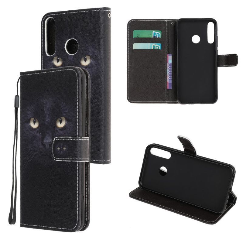 δερματινη Κάλυμμα Για Huawei P40 Lite E / Y7p Μαύρα Μάτια Γάτας