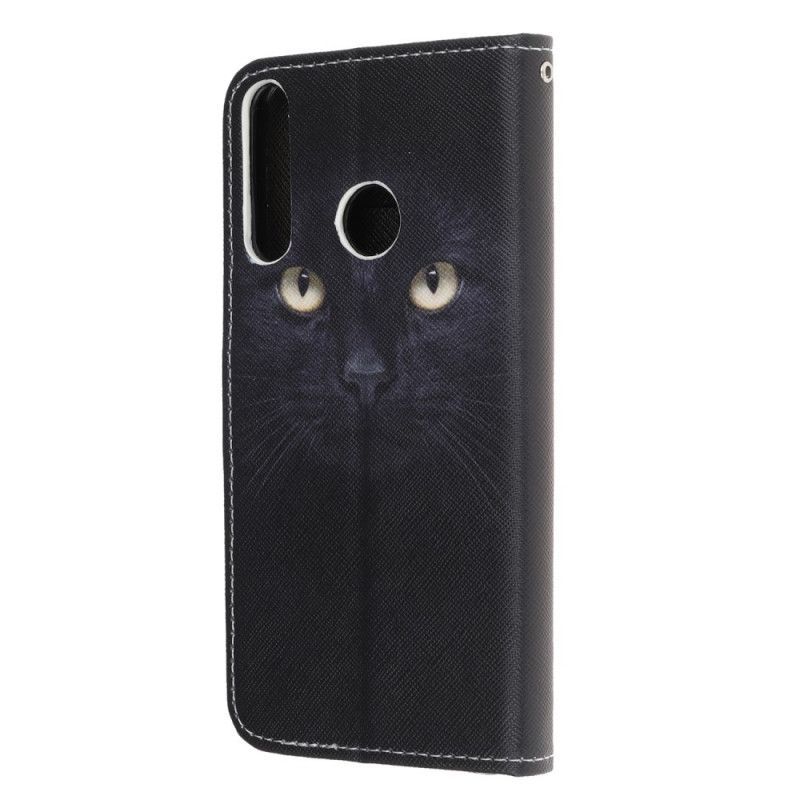 δερματινη Κάλυμμα Για Huawei P40 Lite E / Y7p Μαύρα Μάτια Γάτας