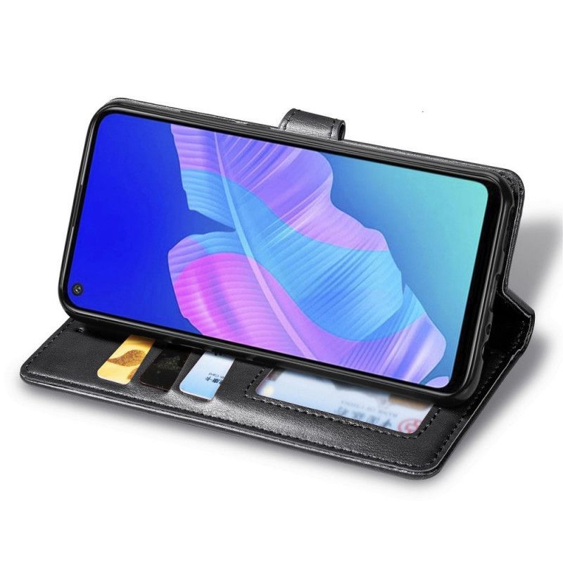 δερματινη Κάλυμμα Για Huawei P40 Lite E / Y7p Μαύρο Απομίμηση Δέρματος Και Vintage Κούμπωμα