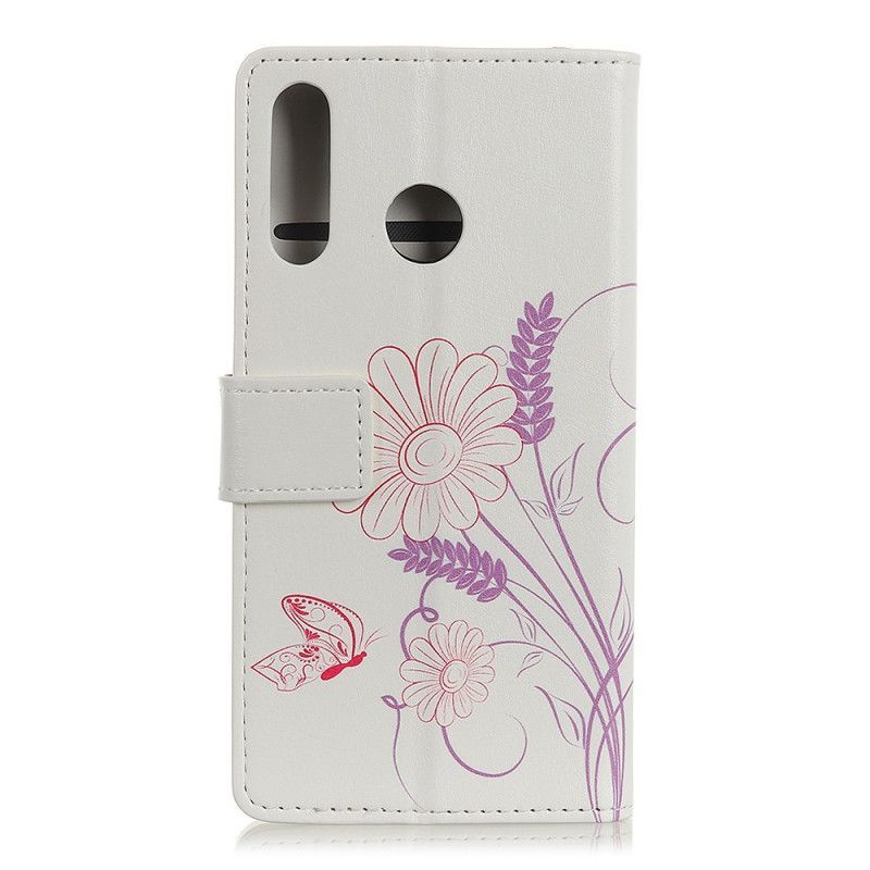 δερματινη Κάλυμμα Για Huawei P40 Lite E / Y7p Σχέδιο Πεταλούδας Και Λουλουδιών