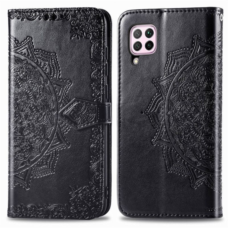 δερματινη Κάλυμμα Για Huawei P40 Lite Μαύρο Μεσαιωνική Μάνταλα