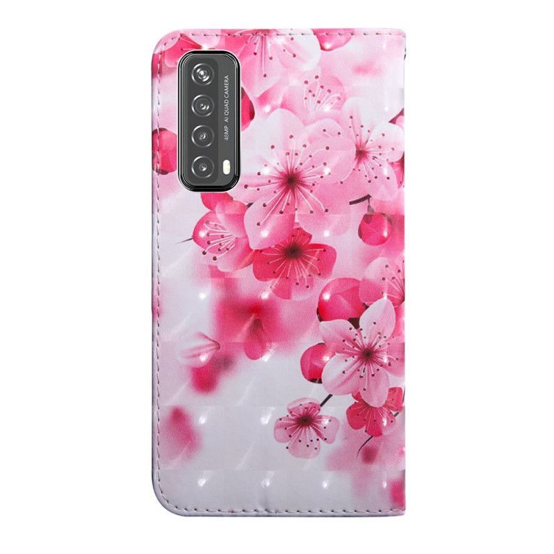 δερματινη Κάλυμμα Huawei P Smart 2021 Ματζέντα Ανθίζουν Ελαφρά Λουλούδια