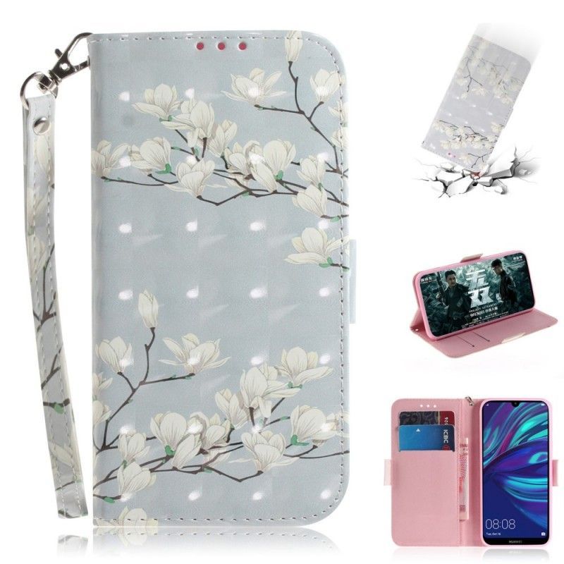 δερματινη Κάλυμμα Huawei P30 Lite Λουλούδι Στρινγκ