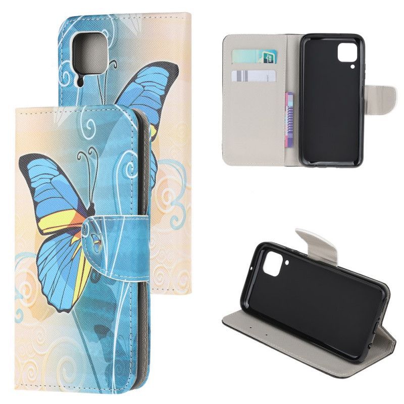 δερματινη Κάλυμμα Huawei P40 Lite Ανοιχτό Μπλε Βασιλική Πεταλούδα
