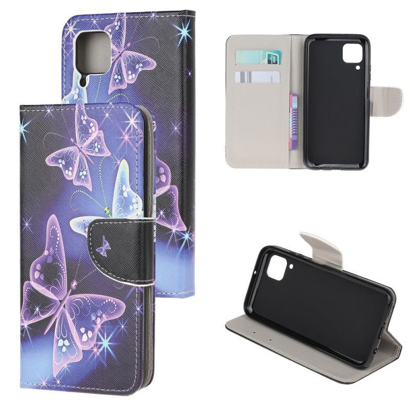 δερματινη Κάλυμμα Huawei P40 Lite Ανοιχτό Μπλε Βασιλική Πεταλούδα