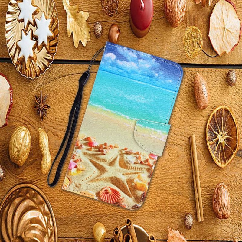 δερματινη Κάλυμμα Huawei P40 Lite E / Y7p Παραλία Με Λουριά Πρωτότυπος