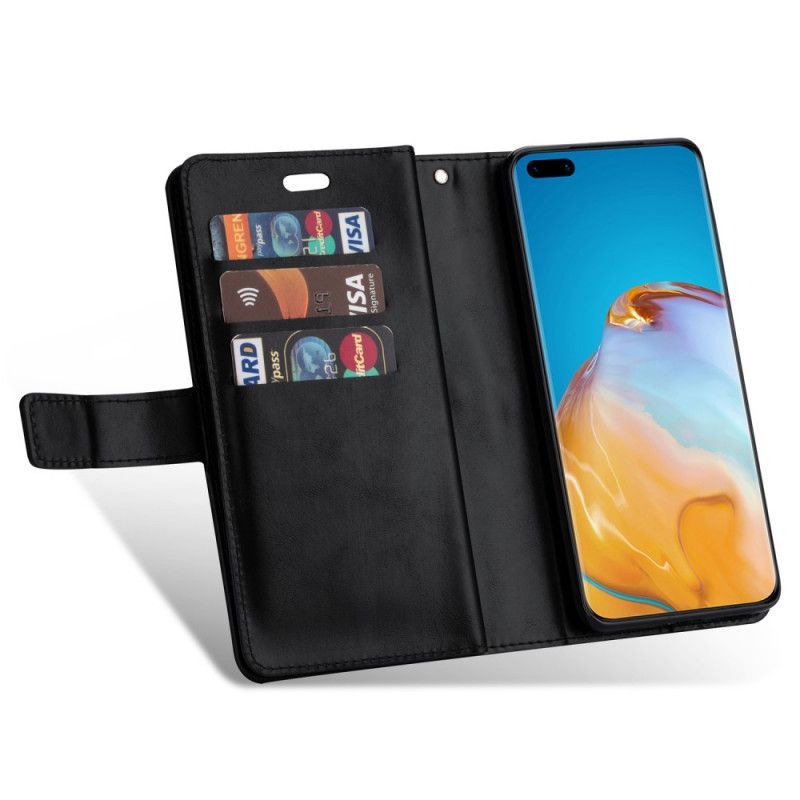 δερματινη Κάλυμμα Huawei P40 Pro Μαύρο Τσαντάκι Με Κορδόνι