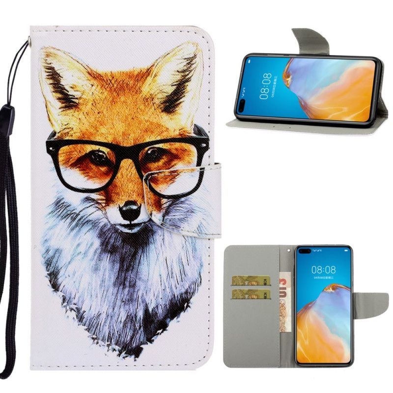 δερματινη Κάλυμμα Huawei P40 Pro Strappy Nerd Αλεπού σιλικόνης
