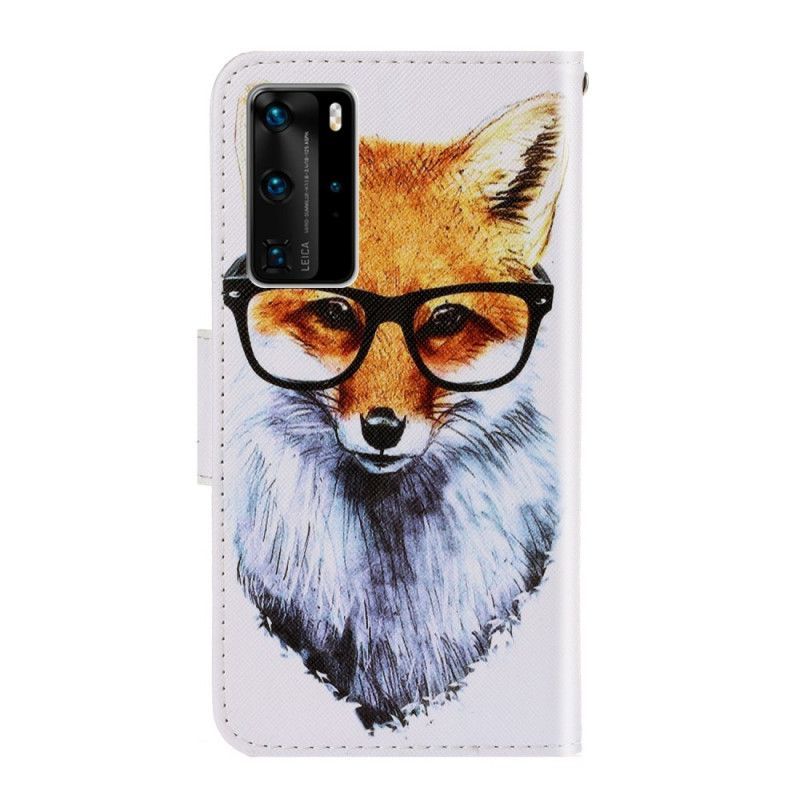 δερματινη Κάλυμμα Huawei P40 Pro Strappy Nerd Αλεπού σιλικόνης