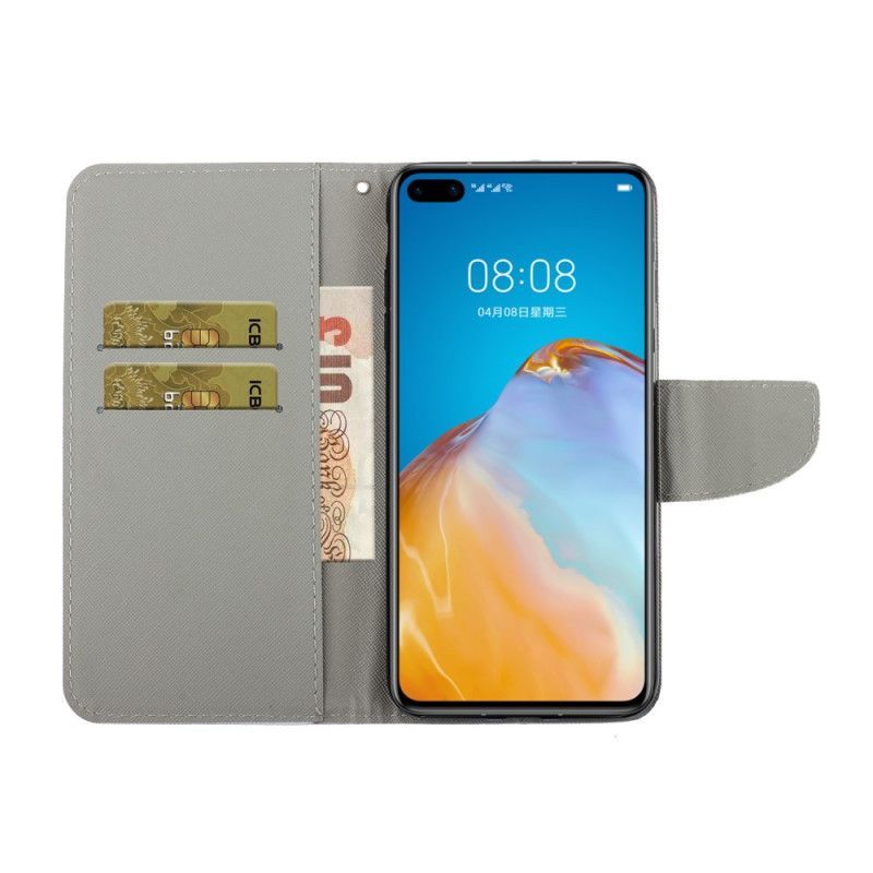 δερματινη Κάλυμμα Huawei P40 Pro Strappy Nerd Αλεπού σιλικόνης