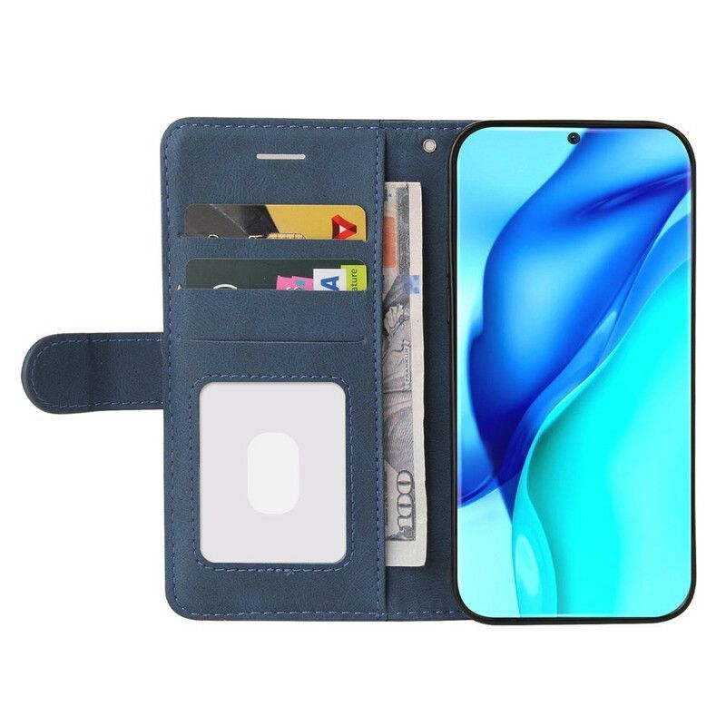 δερματινη Κάλυμμα Huawei P50 Pro Μαύρο Signature Δίχρωμο Ψεύτικο Δέρμα Πρωτότυπος