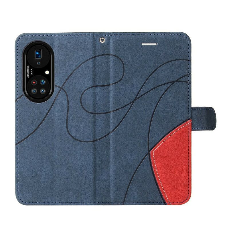 δερματινη Κάλυμμα Huawei P50 Pro Μαύρο Signature Δίχρωμο Ψεύτικο Δέρμα Πρωτότυπος