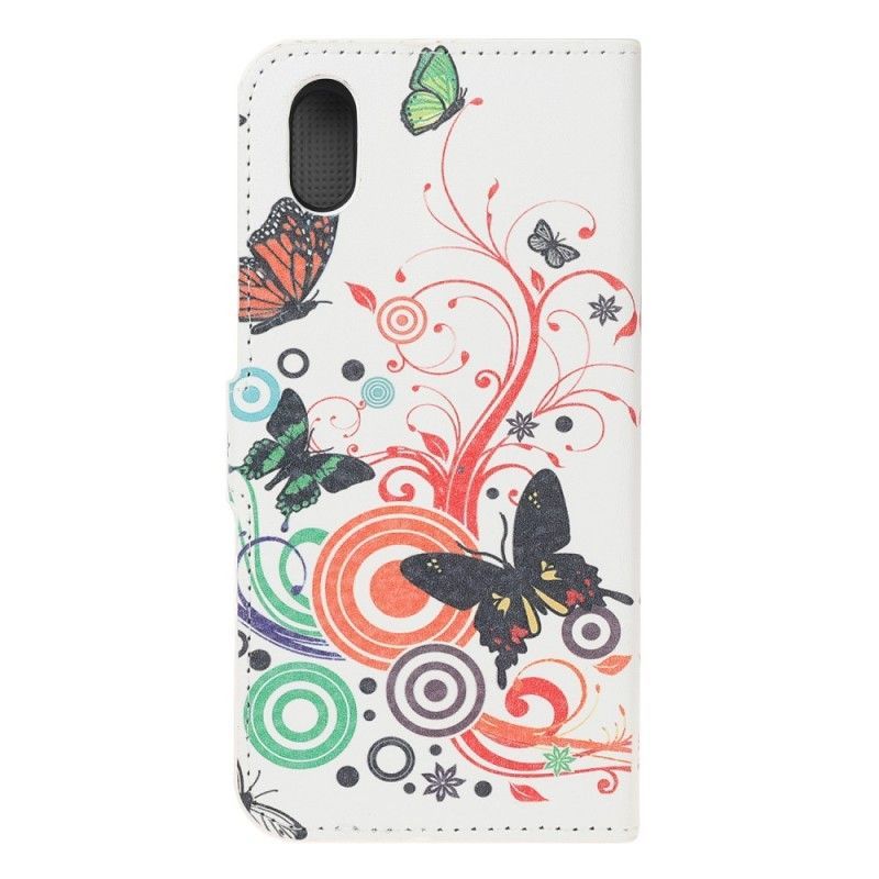 δερματινη Κάλυμμα Huawei Y5 2019 Μαύρο / Τιμή 8S Πεταλούδες Και Λουλούδια Πρωτότυπος