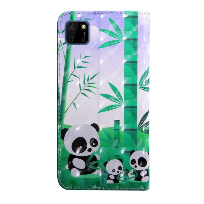 δερματινη Κάλυμμα Huawei Y5p Οικογένεια Panda σιλικόνης