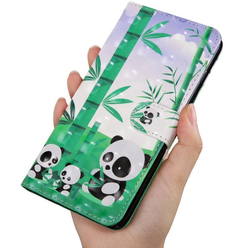 δερματινη Κάλυμμα Huawei Y5p Οικογένεια Panda σιλικόνης