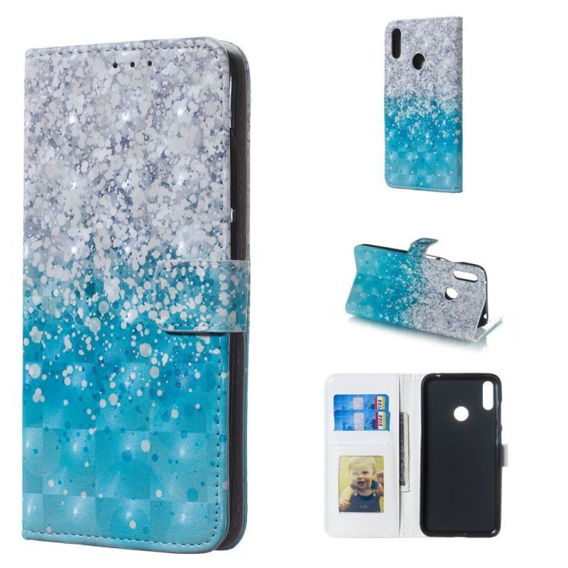δερματινη Κάλυμμα Huawei Y7 2019 Μπλε Γκλίτερ Ντεγκραντέ σιλικόνης