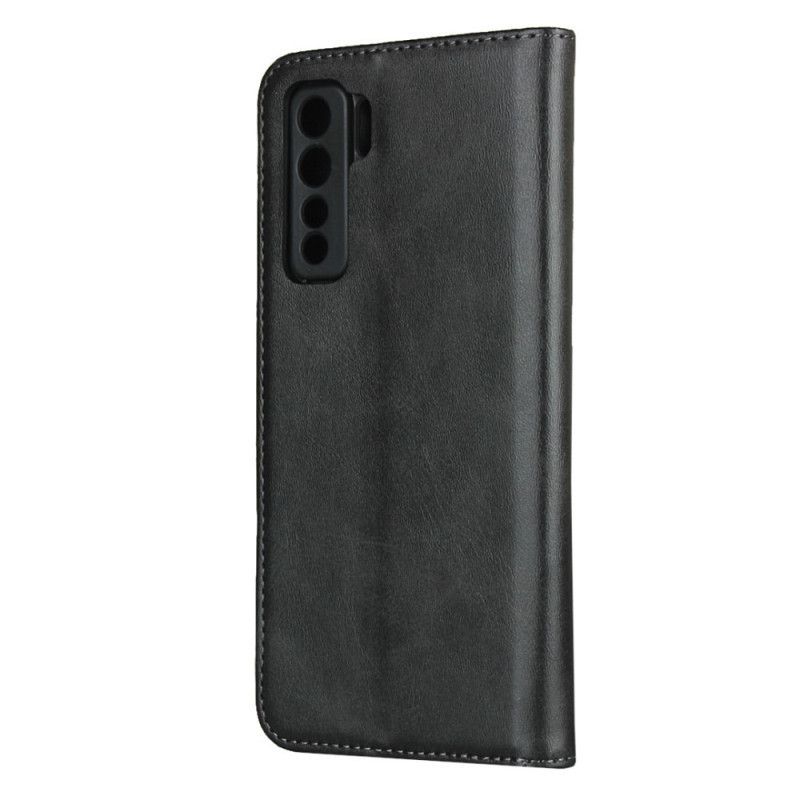 δερματινη θηκη Για Huawei P40 Lite 5G Μαύρο Γνήσιο Δέρμα